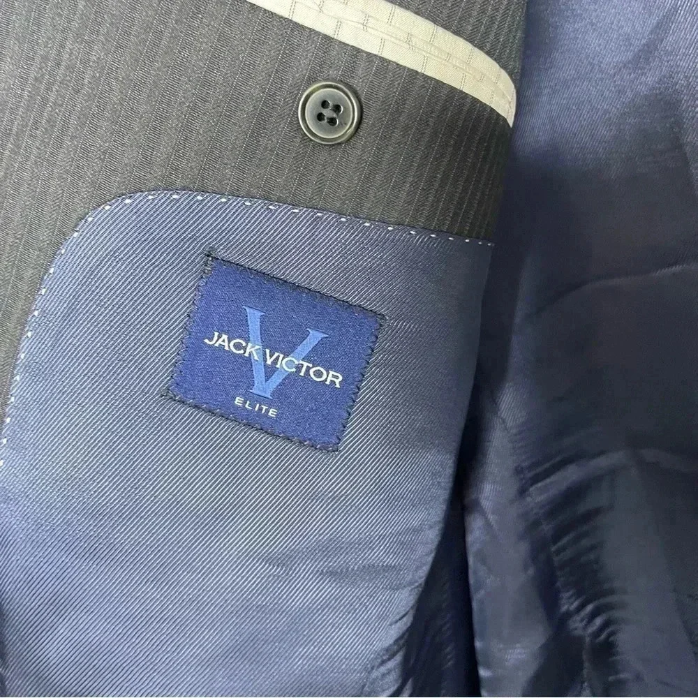Jack Victor Elite Pinstripe Mens Blazer Sport Jacket Size 46 R Wool Norway